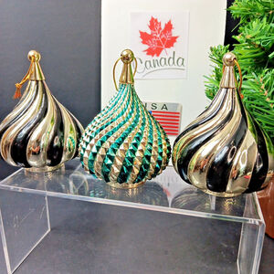 1990s Smirnoff Christmas Ornaments 3pcs Rare Collectibles Teardrop Swirl Bauble